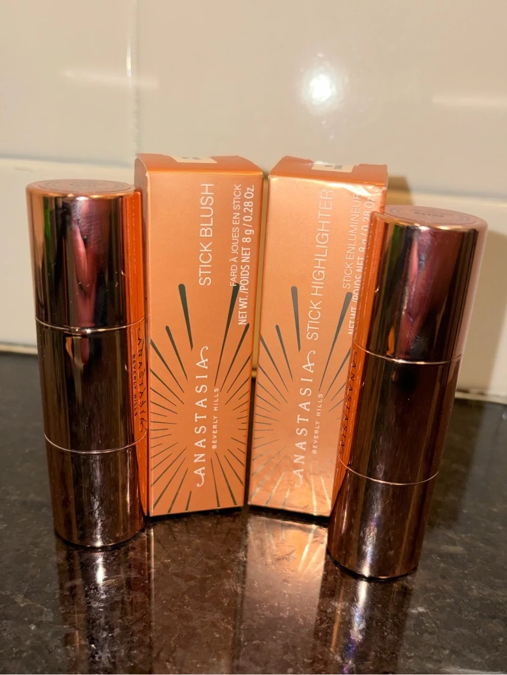 Anastasia Beverly Hills - 2 PC - BUNDLE Stick Highlighter & Stick Blush (Pink)